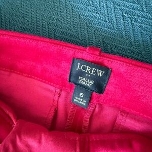 J. Crew Factory Velvet Kallie Pant in Bright Pink, Size 6